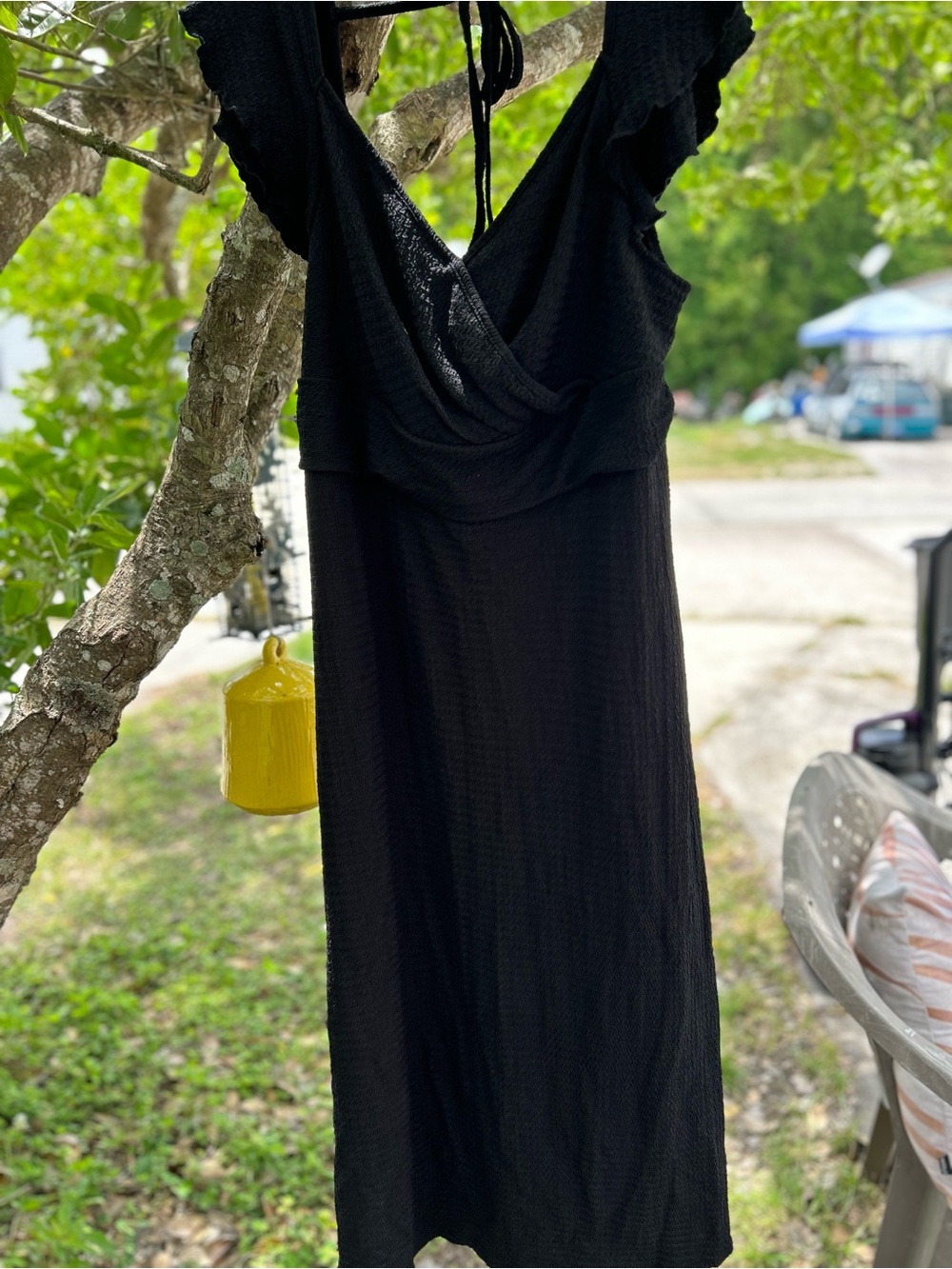 Black Ruffled Sleeve Maxi Dress